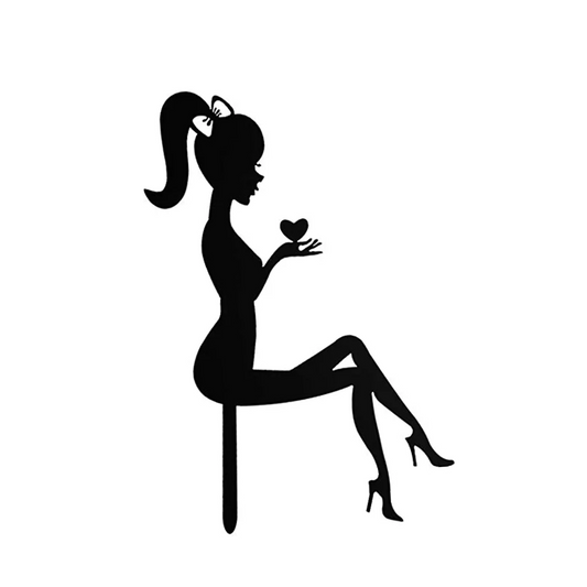 Barbie Doll Sitting and Sipping Acrylic Cake Topper