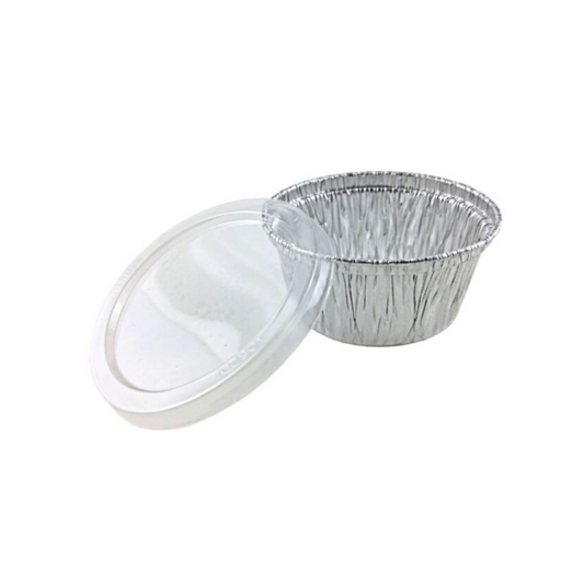 Baking Cups with Lids, Aluminum Foil Desserts Flan, Cheesecake Custard Cake Cups, Gathering Shower Favor- Khaki. Aluminum.