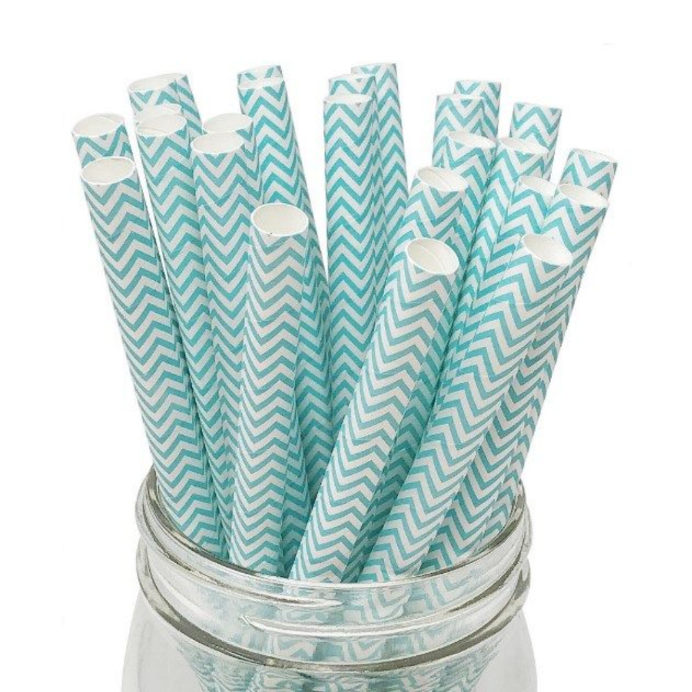 Aqua Blue- Chevron Paper Straws, Sweet & Treats Paper Straws, Aqua Paper Straws, cakepop Straws