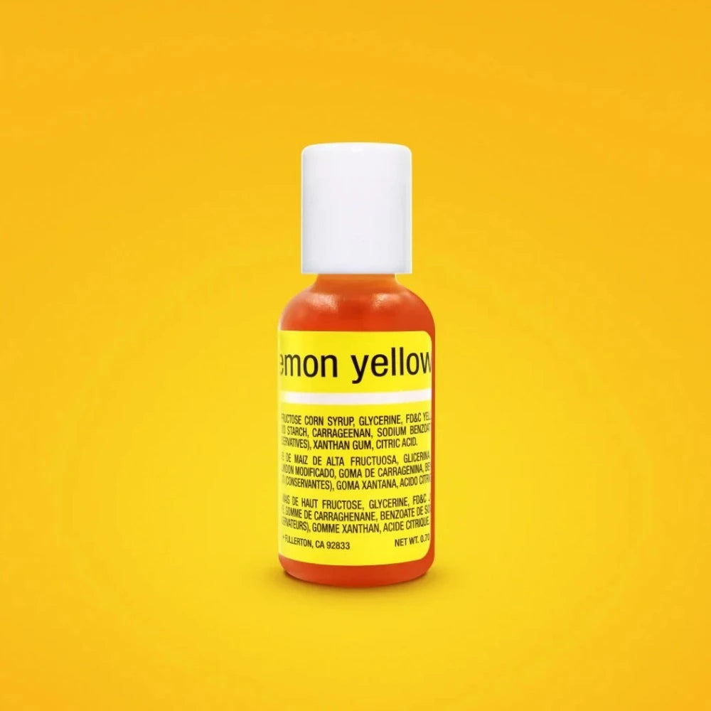 lemon yellow liquid gel, chefmaster lemon yellow, food color yellow, food color gel lemon yellow, lemon yellow chefmaster liquid gel