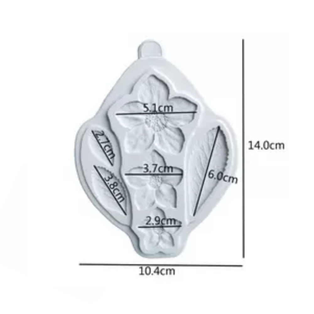 Flower with Leaves Silicone Mold,Flower with Leaves Silicone Mold, Delicate Flower Trio, delicate flower with leaves, flower trio with leave mold