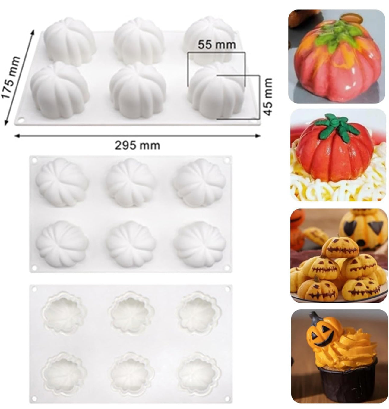 3D Pumpkin Silicones Mold with 6 cavity