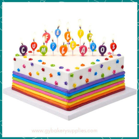 feliz cumpleaños candles, feliz cumpleaños candles set, feliz cumpleaños ballons candles, candles to cake, velas para pasteles, velas para tortas, velas con feliz cumpleaños en español, Happy birthday en español en velas