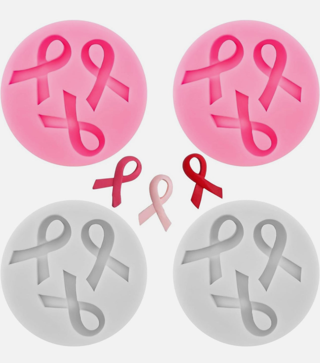 Ribbon Silicone Candy Mold, Breast Cancer Awareness Pink