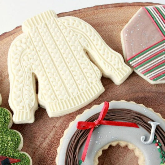 sweater , Christmas sweater, ugly seater, cookies ugly sweater, Christmas cookie , galletas de navidad, motivos de navidad para galletas, abrigos de navidad para galletas, cookie cutter sweater 