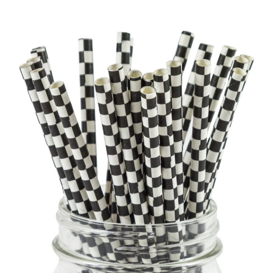 sweet & Treats, black checkered straws, black paper straws, sweet & treats straws, cake pop straws, party straws