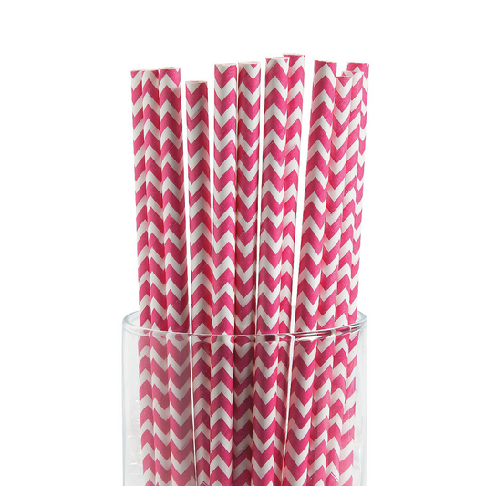 Pink - Chevron Paper Straws (25 pack)