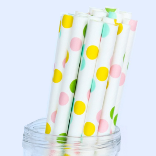Pastel Polka Dot Paper Straws, Sweet & Treats Straws, Paper Straws Pastel , Cake Pop Straws papel 