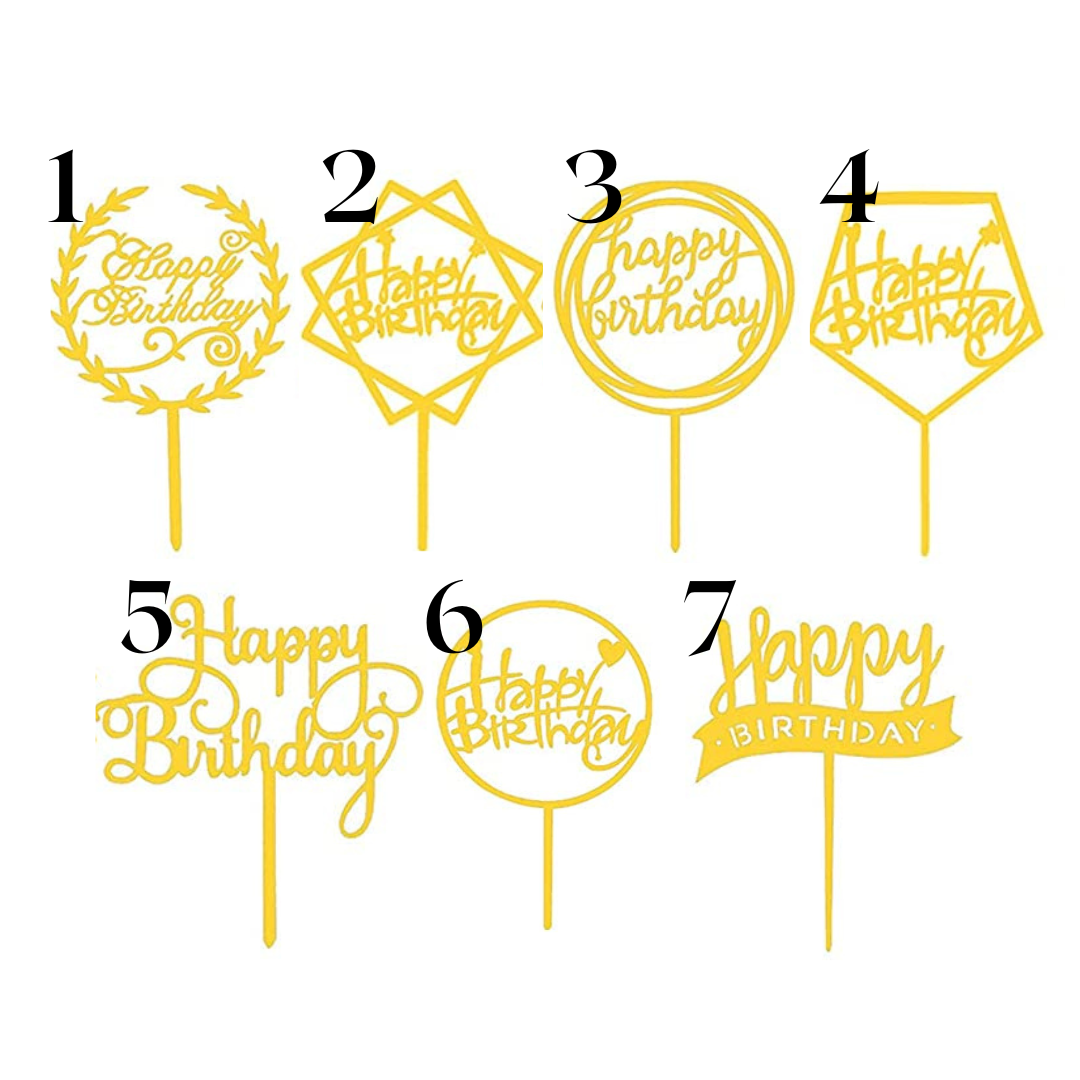 "Happy Birthday" Acrylic Cake Toppers
