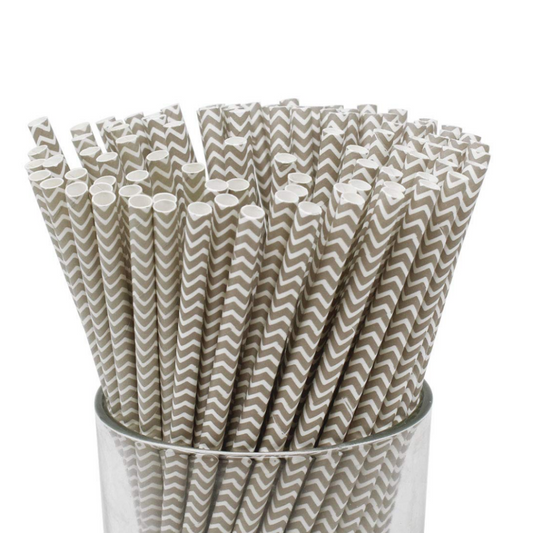 Gray- Chevron paper Straws, Paper Straws, Sweet & treats paper straws, cakepop straws, paper straws, Gray Party Straws, Gray paper Straws