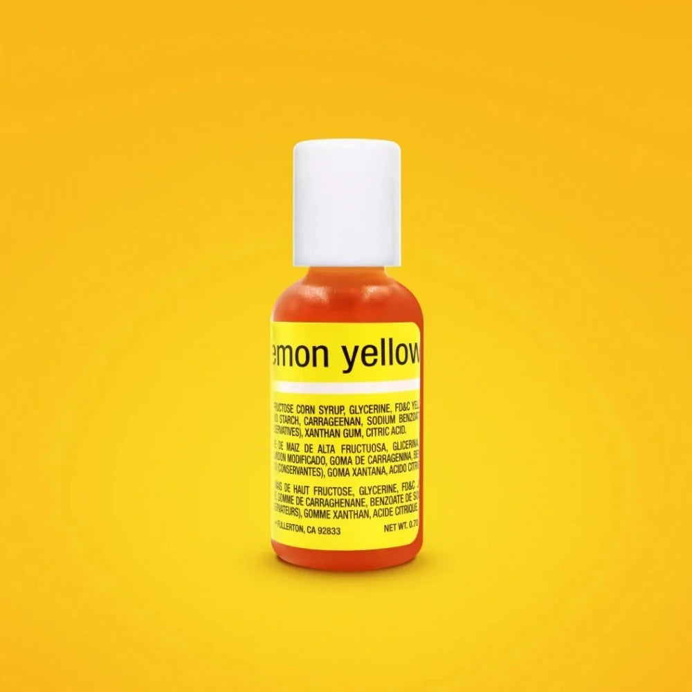 lemon yellow liquid gel, chefmaster lemon yellow, food color yellow, food color gel lemon yellow, lemon yellow chefmaster liquid gel 