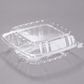 Hinged Lid Clear Plastic Container - 8" x 8" x 3"