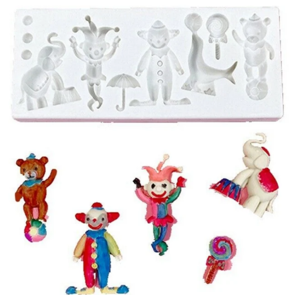 Circus Theme Characters Silicone Mold, Circus Theme , Tema de circo, Molde de silicone de Circo